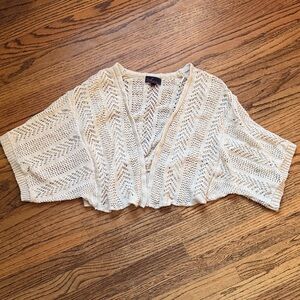 Takeout Beige Open-Knit Poncho/sweater/cardigan